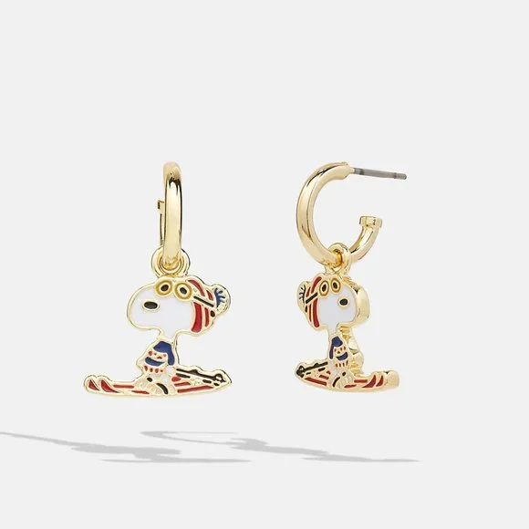 Coach | Jewelry | Newcoach X Peanuts Snoopy Ski Huggie Earrings